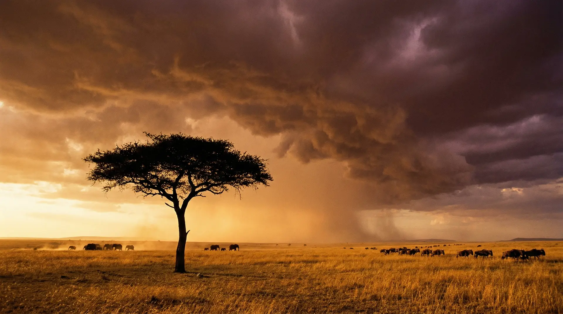 花臂夫夫 - 壮丽的非洲大草原日落景观